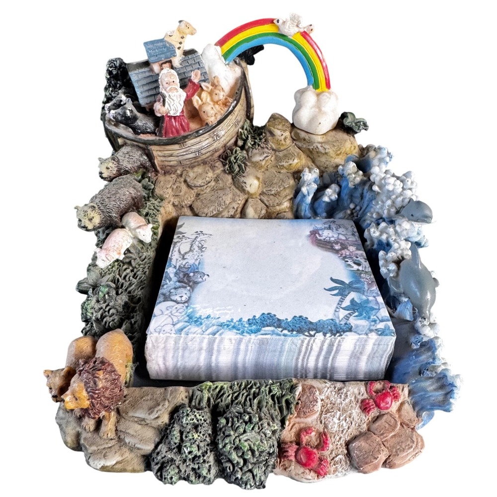Noah's Ark Figurine Memo Holder Rainbow‎ Animals Religious Decor